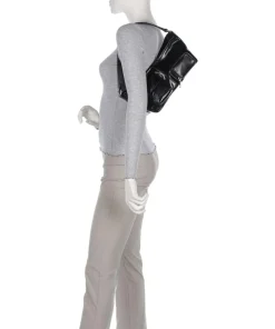 LK 204 Lack Distressed S Schultertasche Rindsleder schwarz