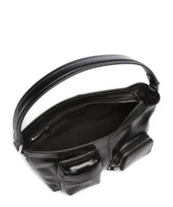 LK 204 Lack Distressed S Schultertasche Rindsleder schwarz