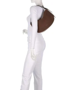 Loop Beuteltasche aufgerautes Leder dunkelbraun