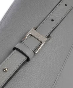 Lora Small Pebble M Schultertasche genarbtes Rindsleder grau