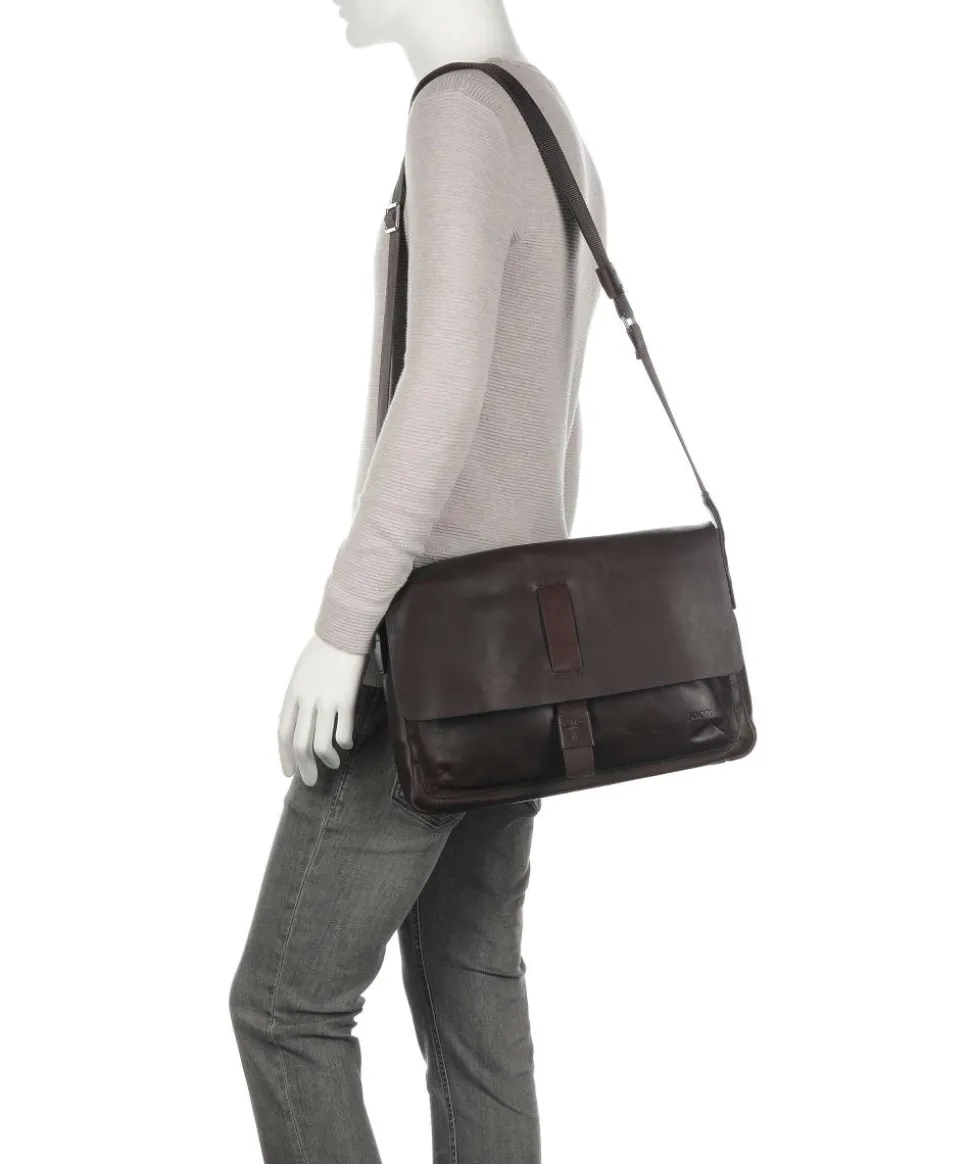 Loreto Janis Kuriertasche fein genarbtes Rindsleder dunkelbraun