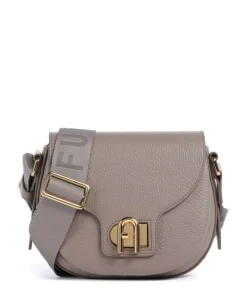 Lotus Mini Umhängetasche genarbtes Leder taupe