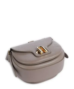 Lotus Mini Umhängetasche genarbtes Leder taupe