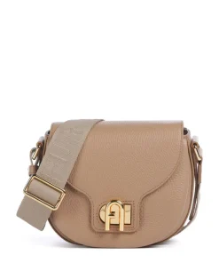 Lotus Mini Umhängetasche genarbtes Leder hellbraun