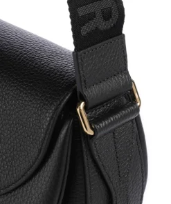 Lotus Mini Umhängetasche genarbtes Leder schwarz