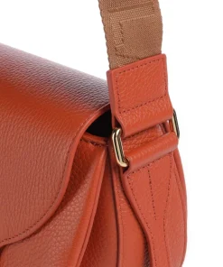 Lotus Mini Umhängetasche genarbtes Leder terrakotta