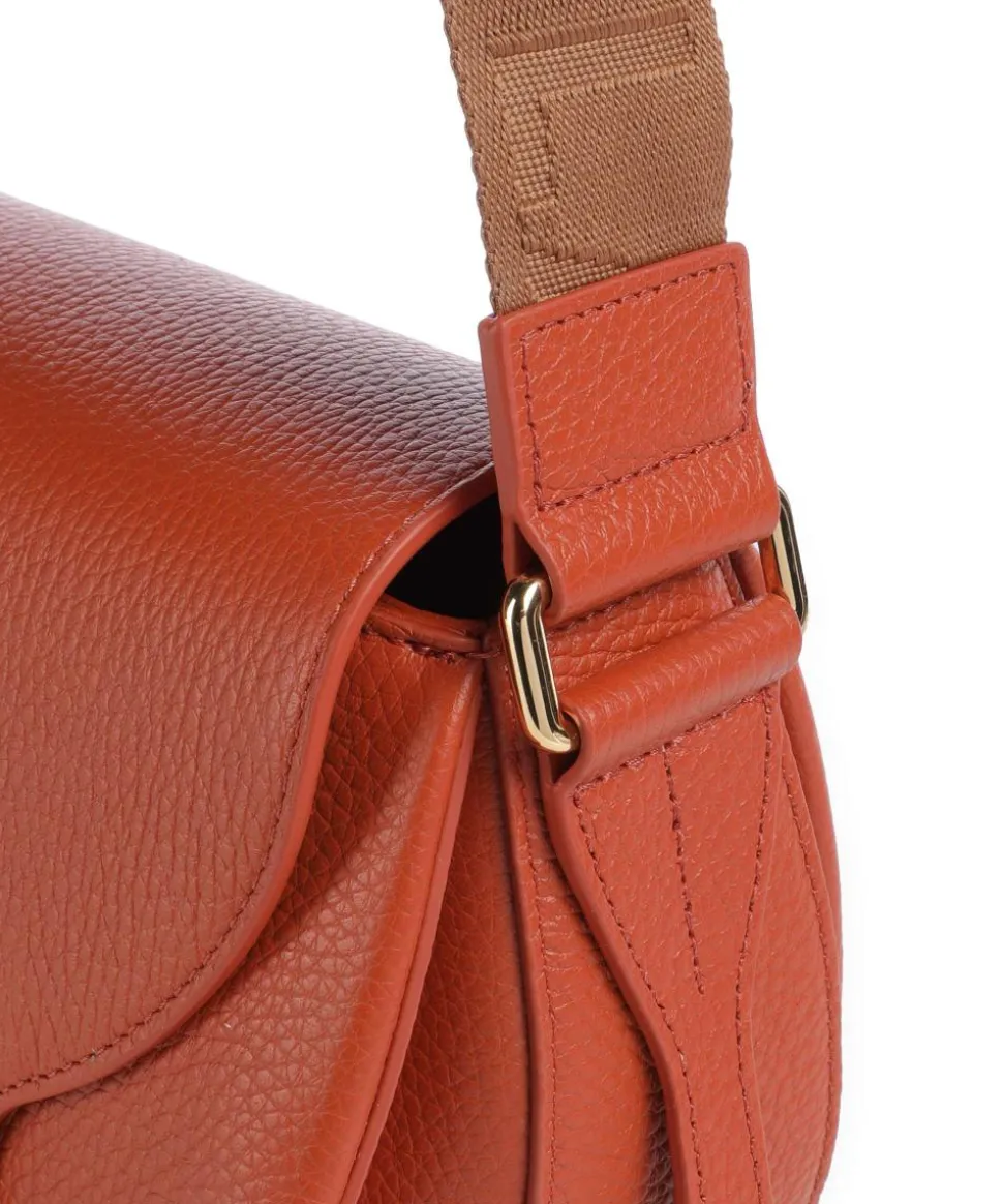 Lotus Mini Umhängetasche genarbtes Leder terrakotta
