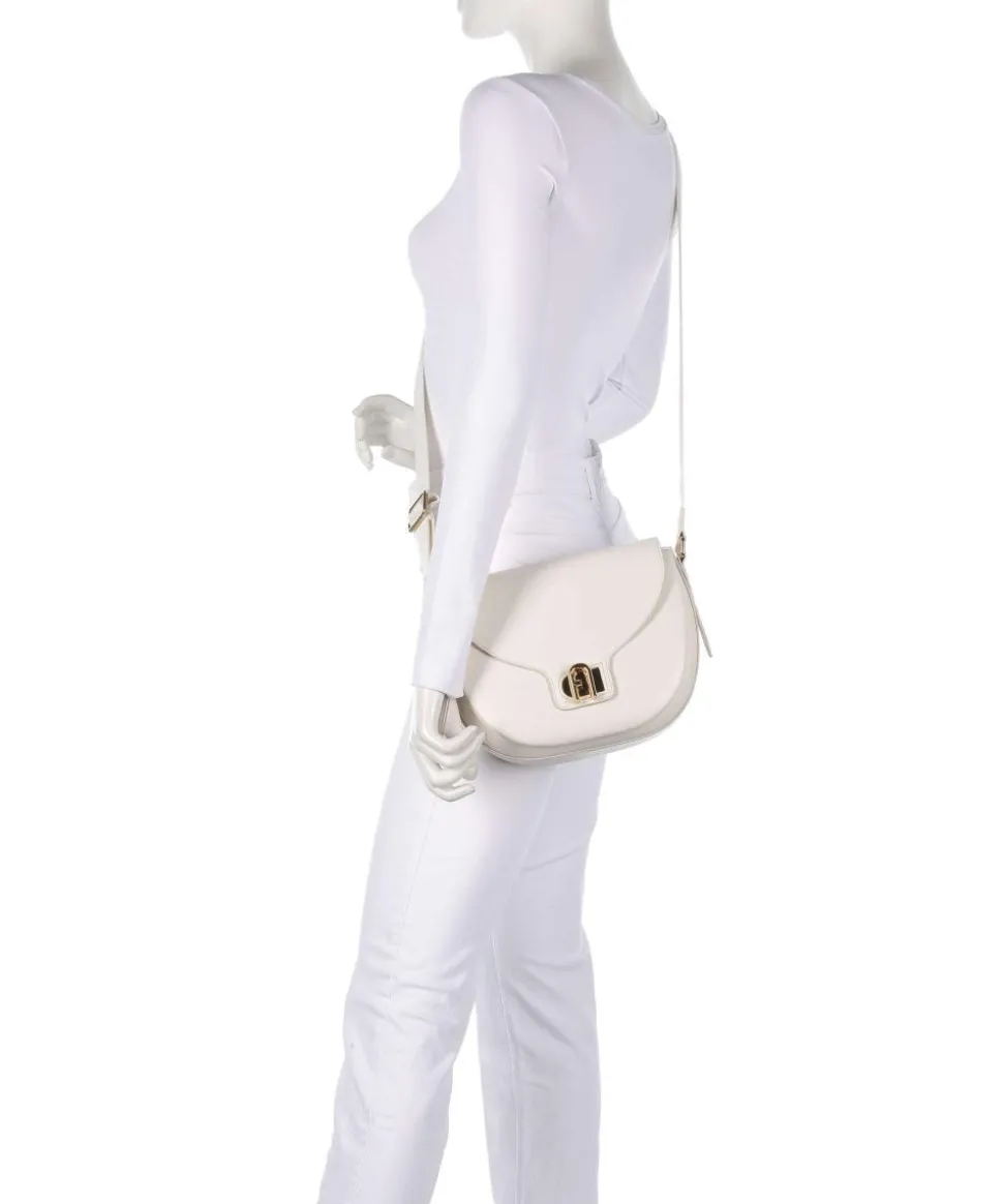 Lotus S Umhängetasche genarbtes Leder weiß