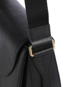 Lotus S Umhängetasche genarbtes Leder schwarz