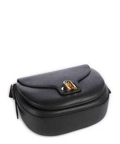 Lotus S Umhängetasche genarbtes Leder schwarz