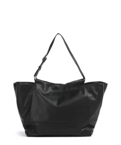 Lou 2 3D Leather L Shopper genarbtes Rindsleder schwarz