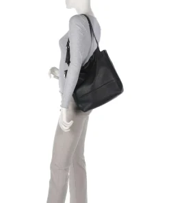 Lou 2 3D Leather M Shopper genarbtes Leder schwarz