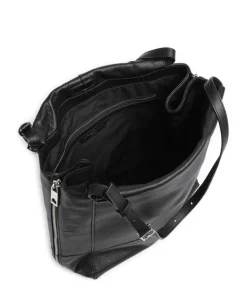 Lou 2 3D Leather M Shopper genarbtes Leder schwarz