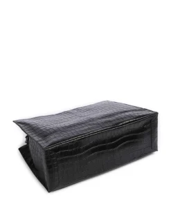 Lou 2 New Croco L Handtasche geprägtes Leder schwarz