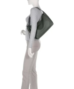 Lou Small Pebble M Beuteltasche genarbtes Rindsleder dunkelgrün