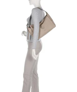 Lou Small Pebble M Beuteltasche genarbtes Rindsleder beige