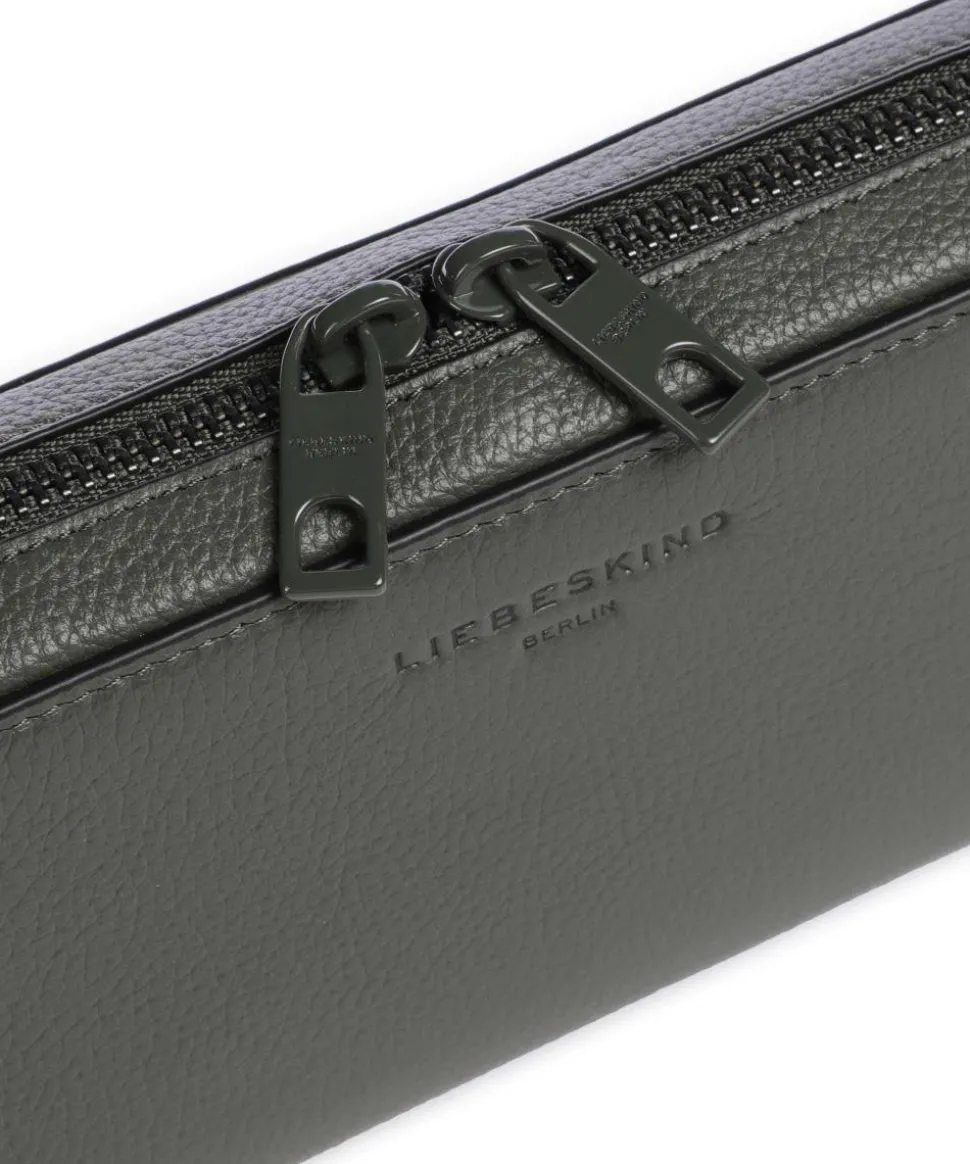 Lou Small Pebble XS Geldbörse genarbtes Rindsleder dunkelgrün