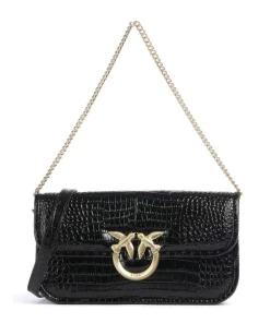 Love Box Baguette Schultertasche geprägtes Leder schwarz