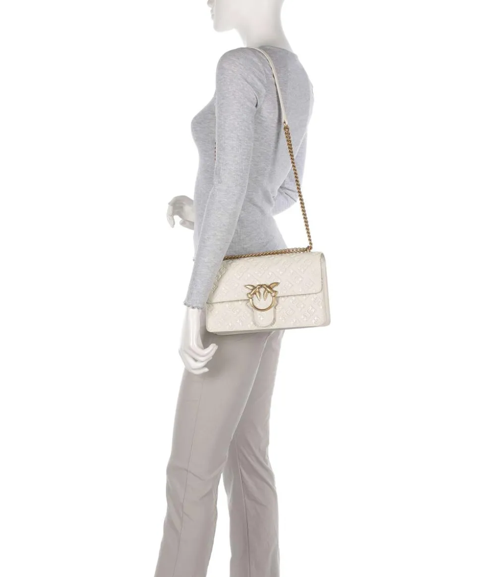 Love One Classic Schultertasche geprägtes Leder weiß