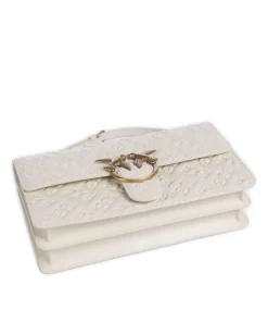 Love One Classic Schultertasche geprägtes Leder weiß