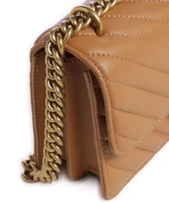 Love One Mini Schultertasche fein genarbtes Leder hellbraun