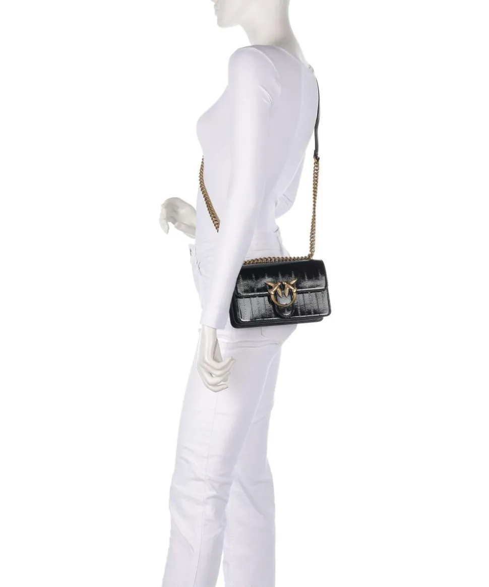 Love One Mini Schultertasche Lederimitat schwarz