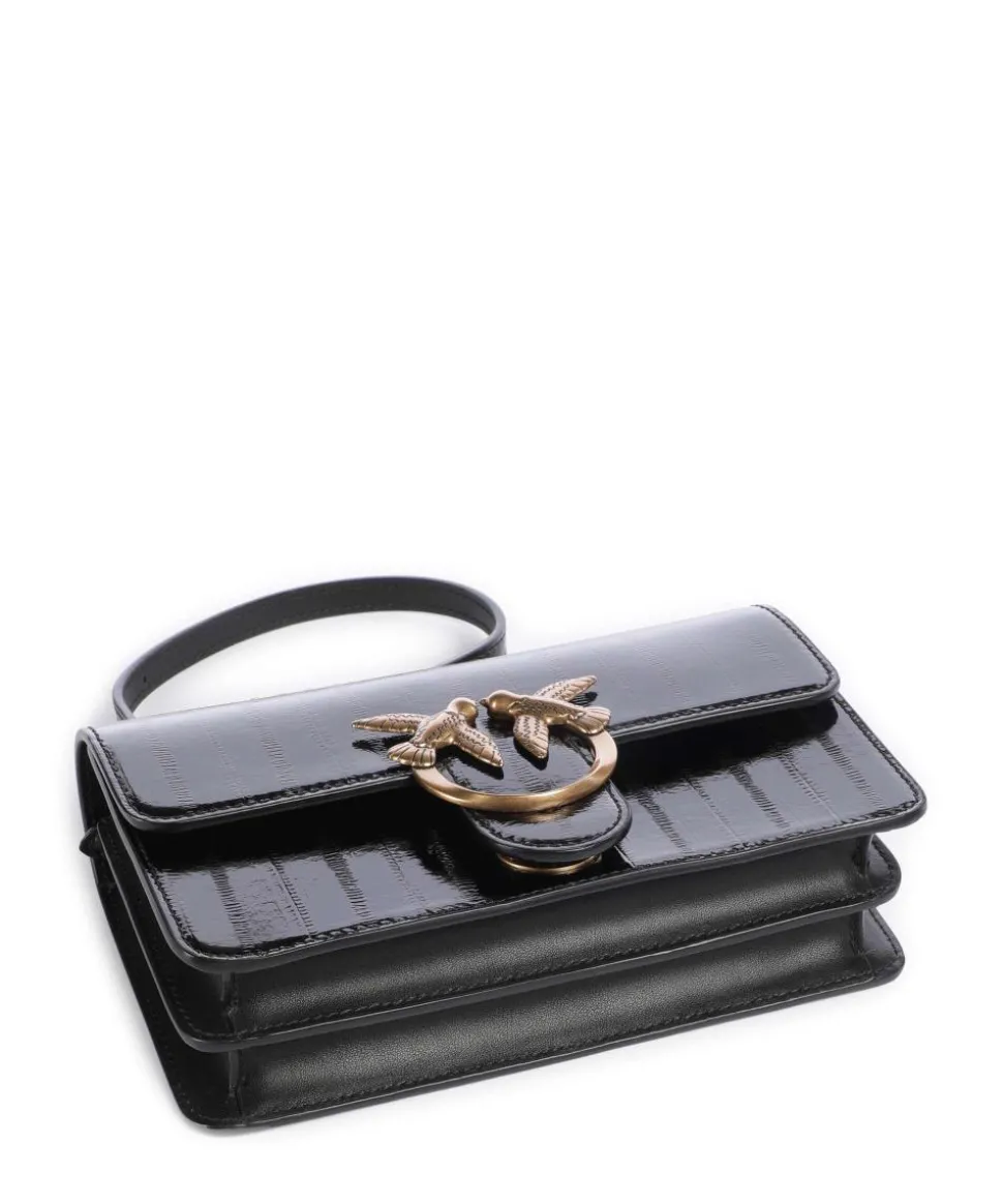 Love One Mini Schultertasche Lederimitat schwarz