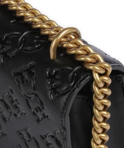 Love One Mini Schultertasche geprägtes Leder schwarz