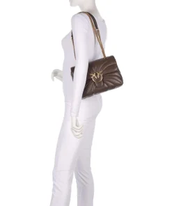 Love Puff Classic Schultertasche Schafsleder dunkelbraun