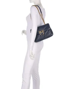 Love Puff Classic Schultertasche Schafsleder dunkelblau