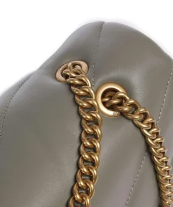 Love Puff Classic Schultertasche Schafsleder graugrün