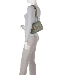 Love Puff Mini Schultertasche Schafsleder graugrün