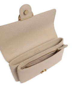 Love Soft Mini Schultertasche genarbtes Leder beige