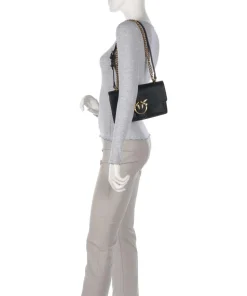 Love Soft Mini Schultertasche genarbtes Leder schwarz