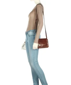 Lucrezia Umhängetasche fein genarbtes Rindsleder braun