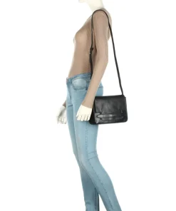 Lucrezia Umhängetasche glattes Rindsleder schwarz