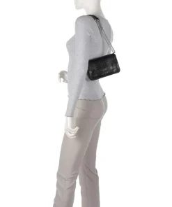 Lucrezia Wow Schultertasche geprägtes Rindsleder schwarz