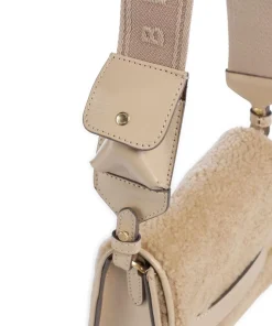 Lucrezia Wow Umhängetasche fein genarbtes Rindsleder, Fell beige