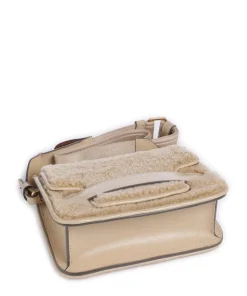 Lucrezia Wow Umhängetasche fein genarbtes Rindsleder, Fell beige