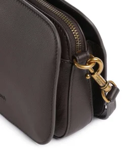 Luka Harris Umhängetasche genarbtes Leder dunkelbraun