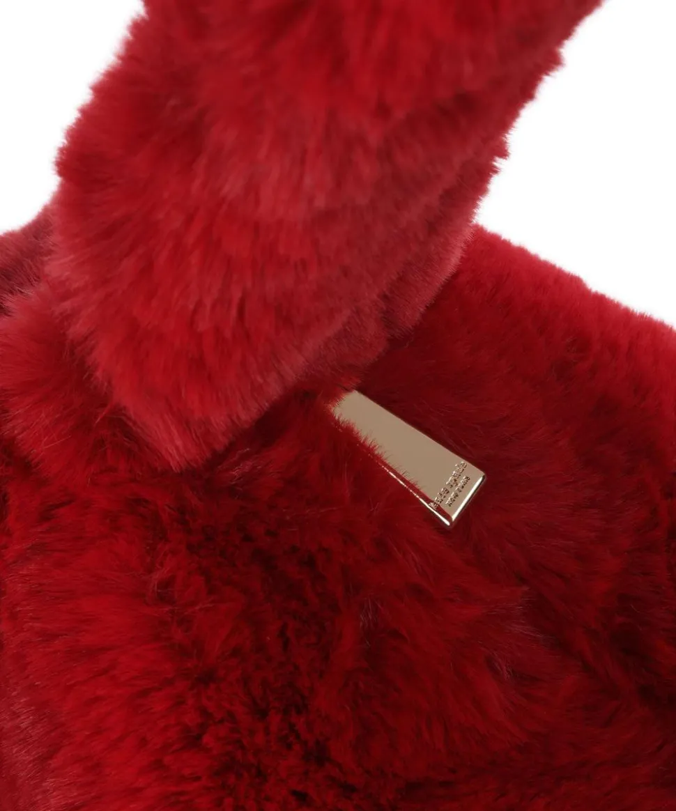 Luver Beuteltasche Kunstfell rot