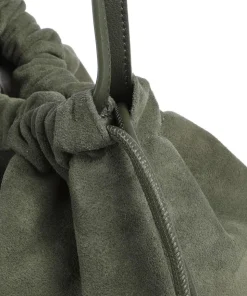 Lya Suede M Bucket bag aufgerautes Leder dunkelgrün