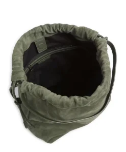 Lya Suede M Bucket bag aufgerautes Leder dunkelgrün