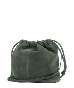 Lya Suede S Bucket bag aufgerautes Leder dunkelgrün