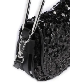 Magie Schultertasche Textil, Leder schwarz