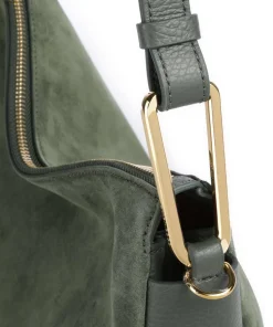 Magie Suede Beuteltasche aufgerautes Leder, genarbtes Leder dunkelgrün