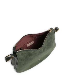 Magie Suede Beuteltasche aufgerautes Leder, genarbtes Leder dunkelgrün