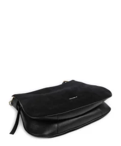 Magie Suede Beuteltasche aufgerautes Leder, genarbtes Leder schwarz