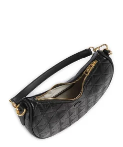 Maheki Schultertasche geprägtes Rindsleder schwarz