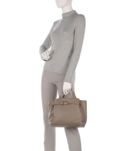 Malory Handtasche genarbtes Leder taupe